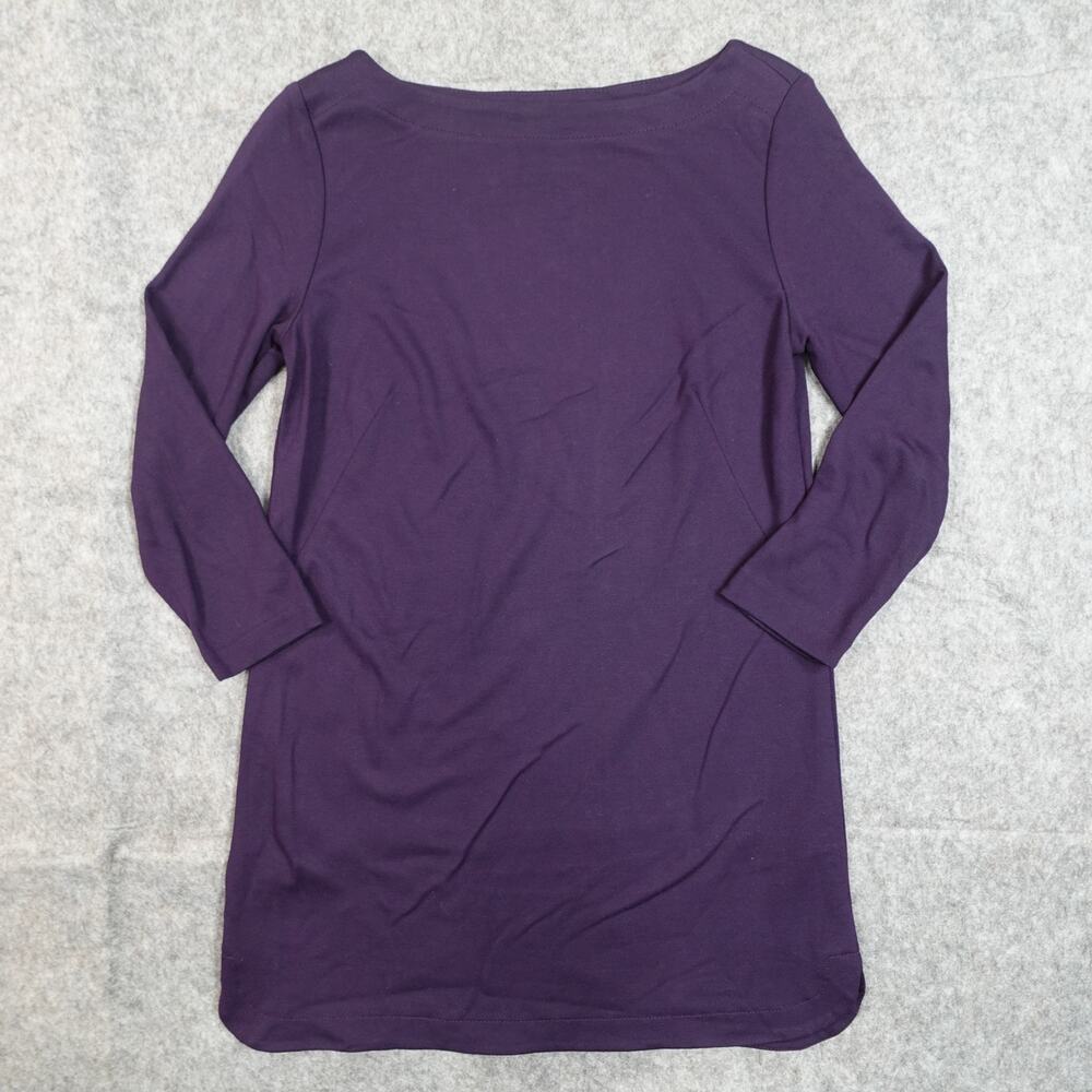 J. Jill Top Womens Extra Small Tunic Boat Neck Ponte Purple Long Sleeve Casual